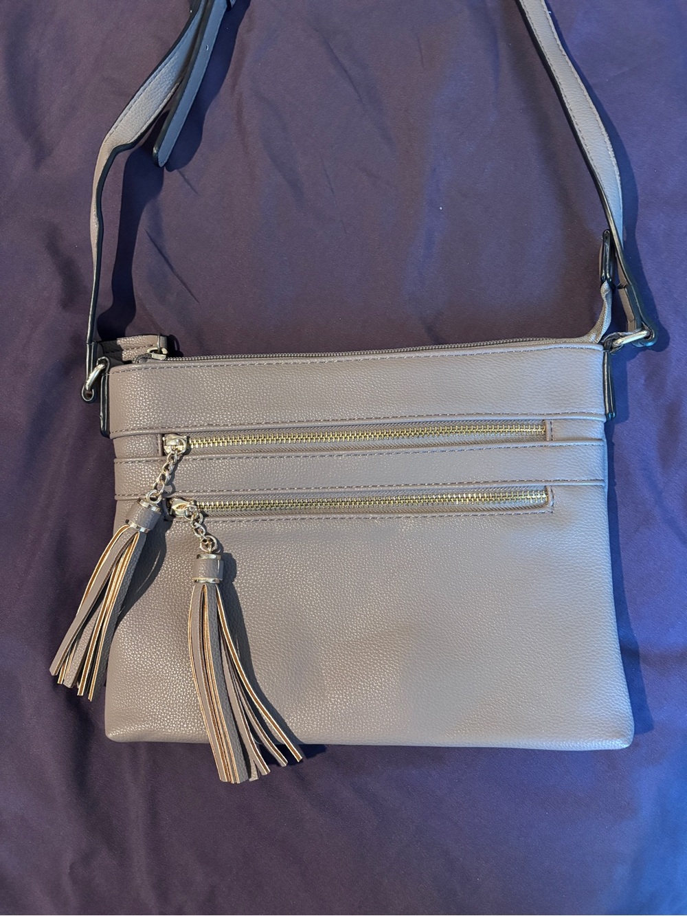 Classic Women’s Crossbody Bag in Light Gray with Tassels